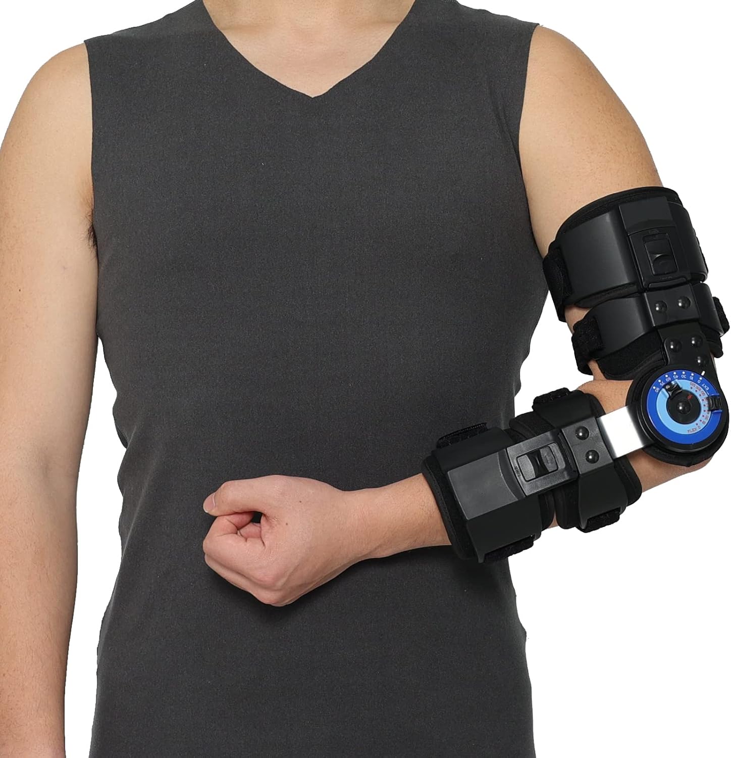 Hinged ROM Elbow Brace, Adjustable Post OP Elbow Brace Stabilizer Splint Arm Injury